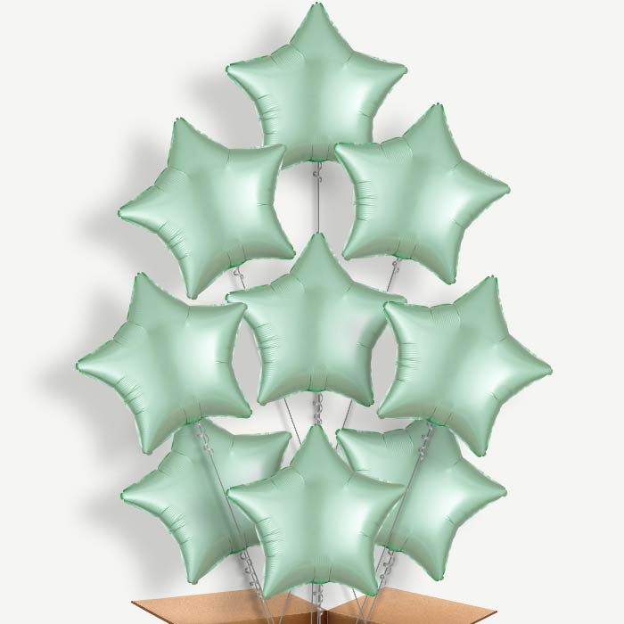 Mint Green Satin Star Helium Balloon Bundle | Party Save Smile