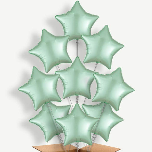 Mint Green Satin Star Helium Balloon Bundle | Party Save Smile