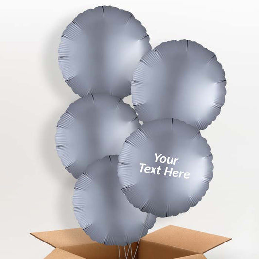 Graphite Grey Satin Circle Helium Balloon in a Box - 5 Balloon | Party Save Smile