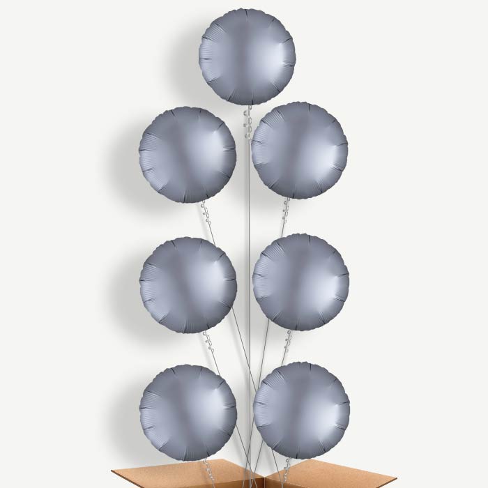 Graphite Grey Satin Circle Helium Balloon Arrangement | Party Save Smile
