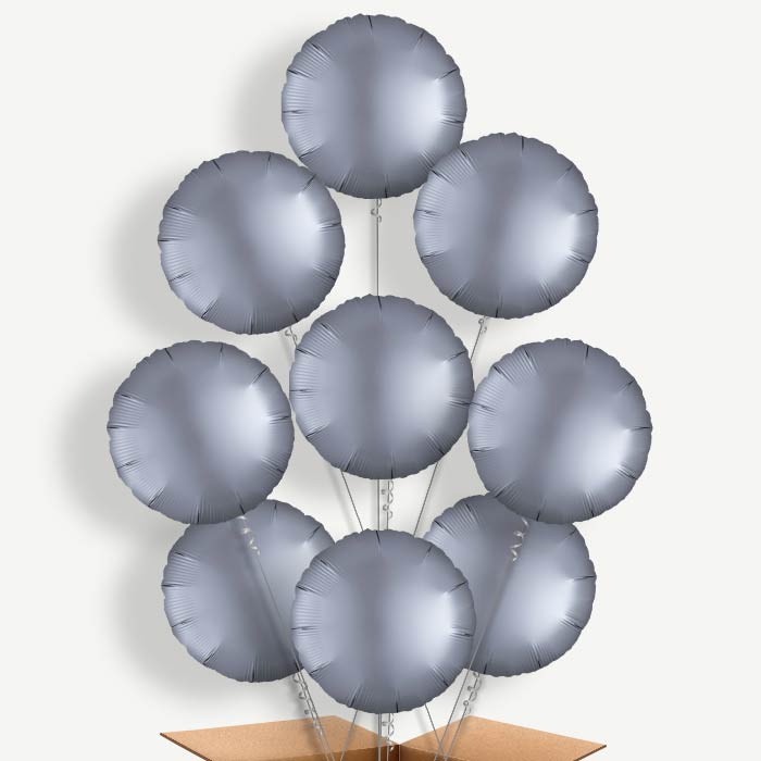 Graphite Grey Satin Circle Helium Balloon Bundle | Party Save Smile