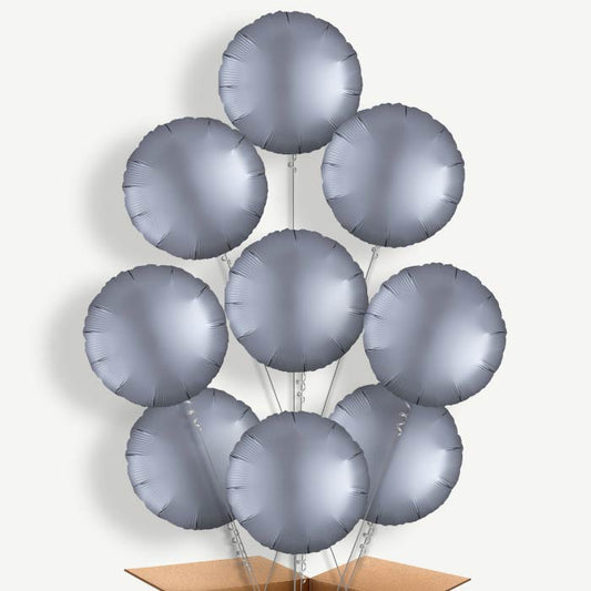 Graphite Grey Satin Circle Helium Balloon Bundle | Party Save Smile