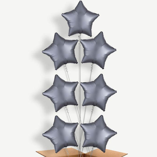 Graphite Grey Satin Star Helium Balloon Arrangement | Party Save Smile