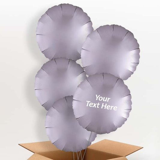 Greige | Grey Satin Circle Helium Balloon in a Box - 5 Balloon | Party Save Smile