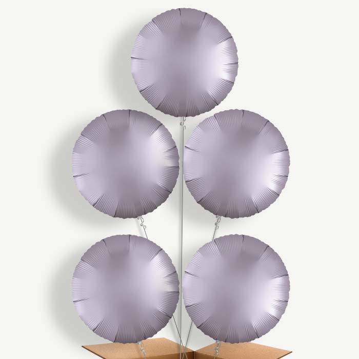 Greige Grey Satin Circle Helium Cluster Balloons | Party Save Smile
