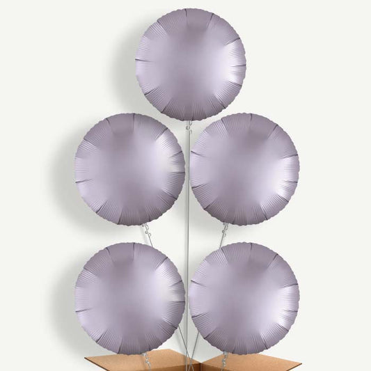 Greige Grey Satin Circle Helium Cluster Balloons | Party Save Smile