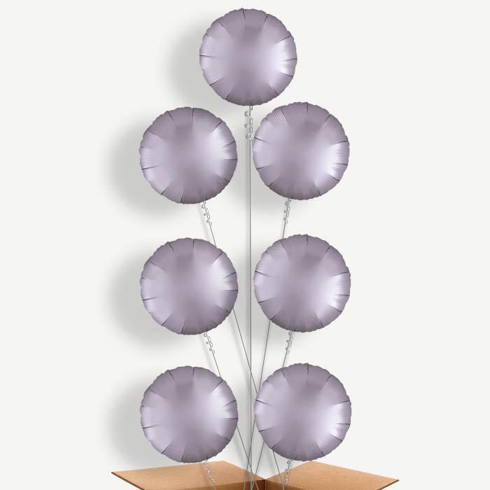 Greige Grey Satin Circle Helium Balloon Arrangement | Party Save Smile