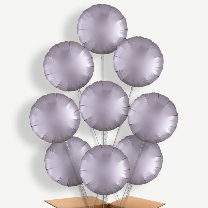 Greige Grey Satin Circle Helium Balloon Bundle | Party Save Smile