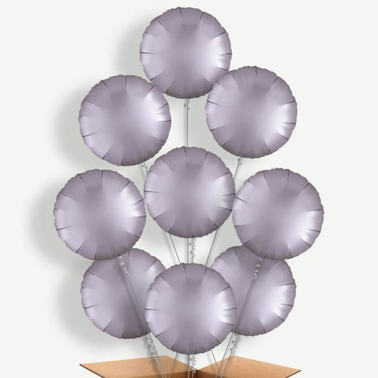 Greige Grey Satin Circle Helium Balloon Bundle | Party Save Smile
