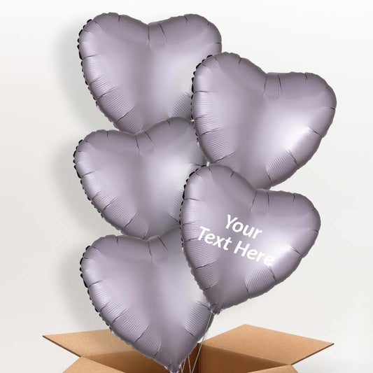 Greige | Grey Satin Heart Helium Balloon in a Box - 5 Balloon | Party Save Smile