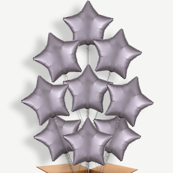 Greige Grey Satin Star Helium Balloon Bundle | Party Save Smile