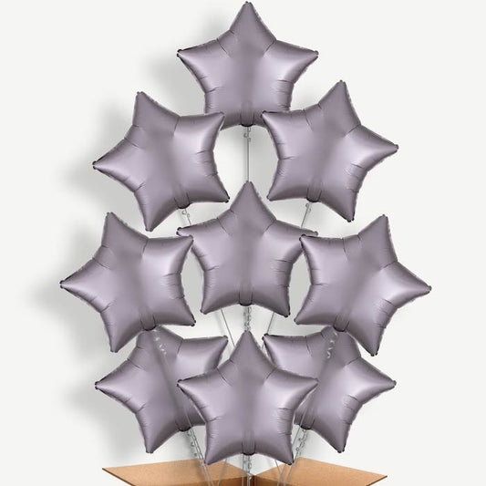 Greige Grey Satin Star Helium Balloon Bundle | Party Save Smile