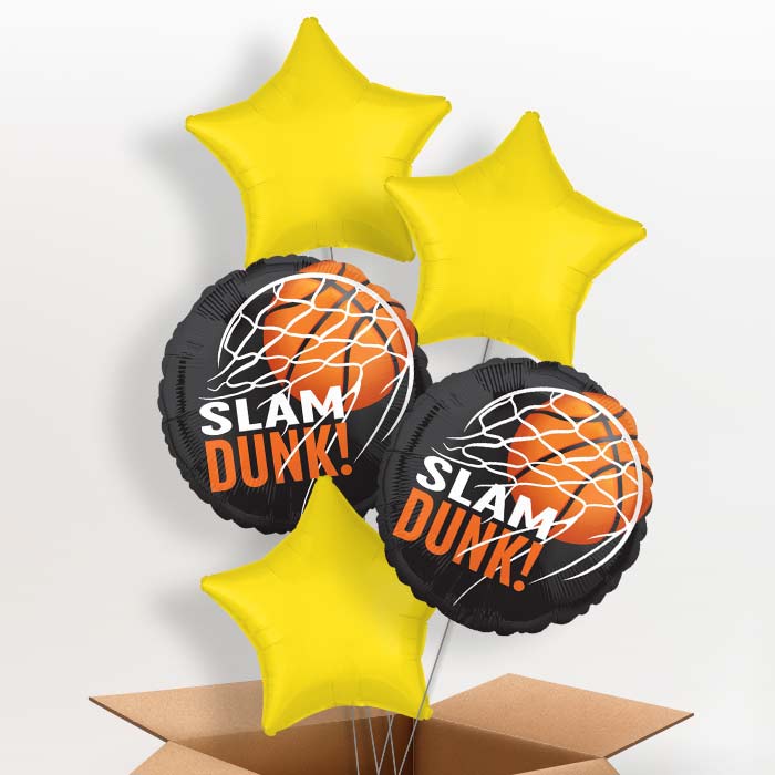 Slam Dunk Basketball Helium Balloon in a Box - 5 Balloons | Party Save Smile