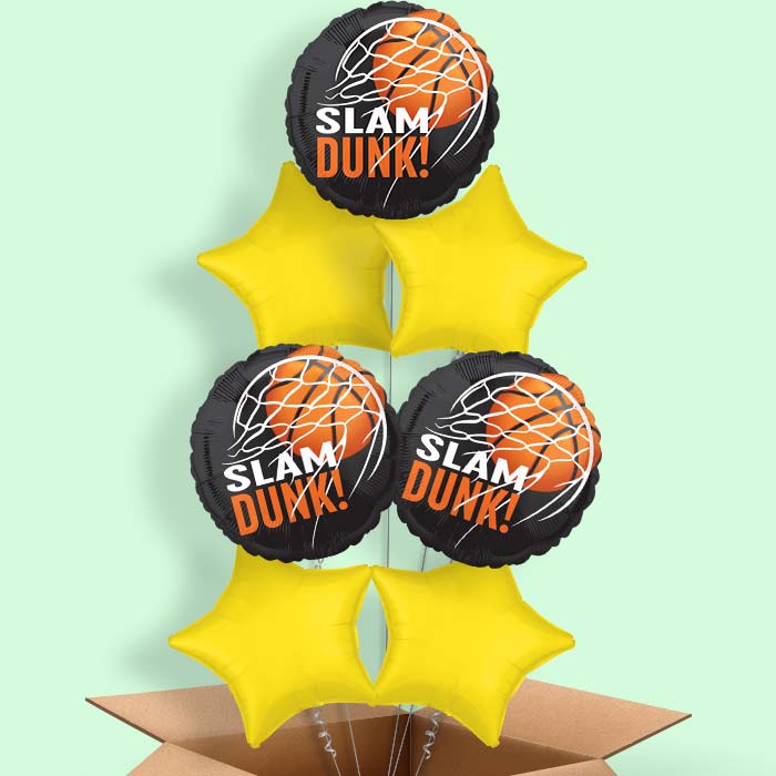 Slam Dunk Basketball Helium Balloon in a Box - 7 Balloons | Party Save Smile