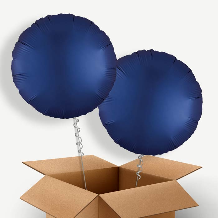 Navy | Dark Blue Satin Circle Helium Balloon Pair | Party Save Smile