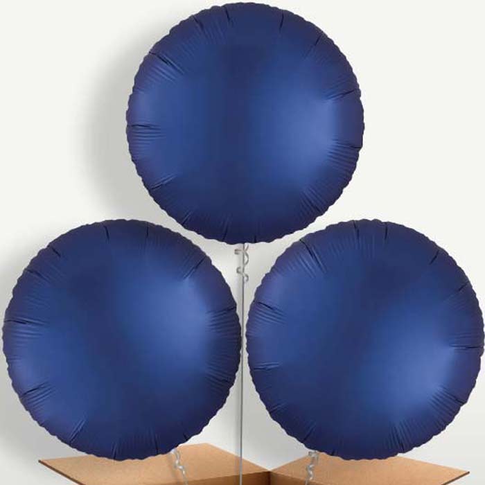 Navy Dark Blue Satin Circle Balloon Bunch | Party Save Smile