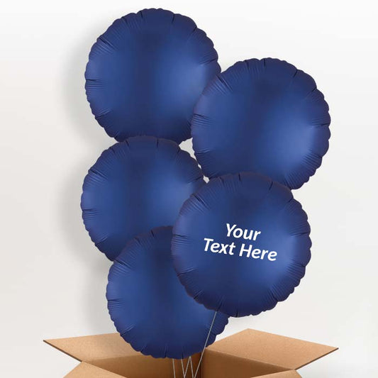Navy | Dark Blue Satin Circle Helium Balloon in a Box - 5 Balloon | Party Save Smile