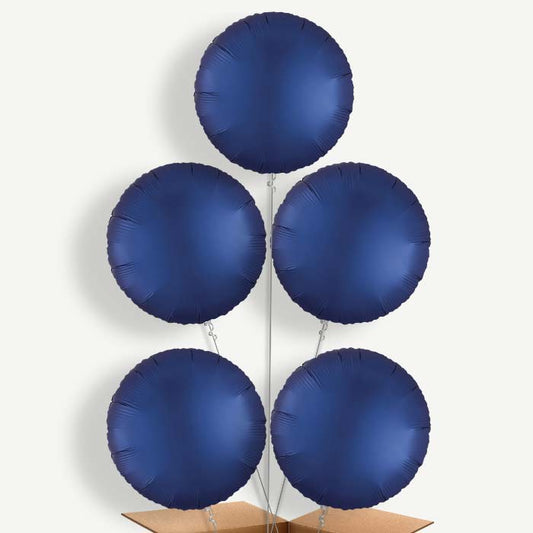 Navy Dark Blue Satin Circle Helium Cluster Balloons | Party Save Smile