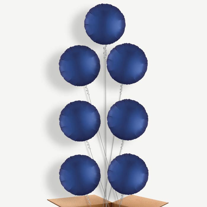 Navy Dark Blue Satin Circle Helium Balloon Arrangement | Party Save Smile