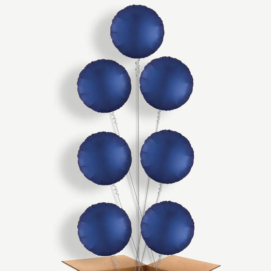 Navy Dark Blue Satin Circle Helium Balloon Arrangement | Party Save Smile