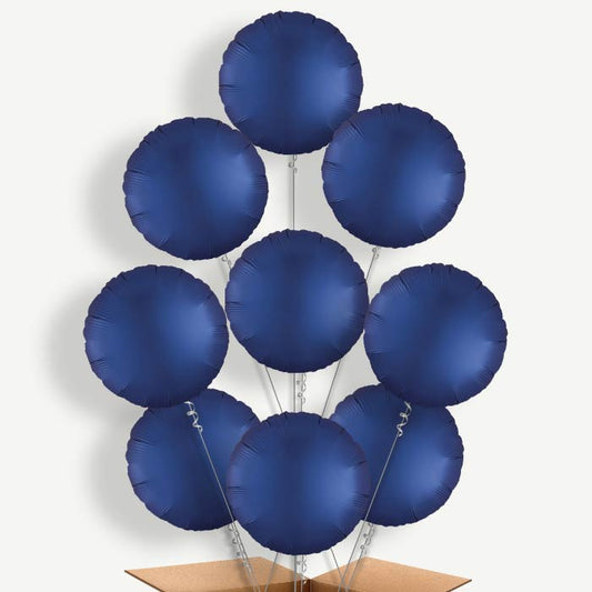 Navy Dark Blue Satin Circle Helium Balloon Bundle | Party Save Smile