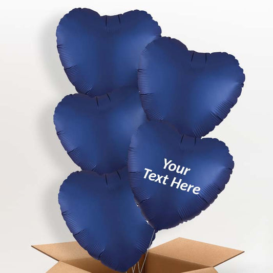 Navy Dark Blue Satin Heart Helium Balloon in a Box - 5 Balloon | Party Save Smile