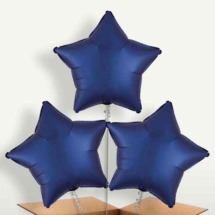 Navy Dark Blue Satin Star Balloon Bunch | Party Save Smile