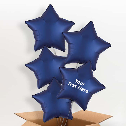Navy Dark Blue Satin Star Helium Balloon in a Box - 5 Balloon | Party Save Smile