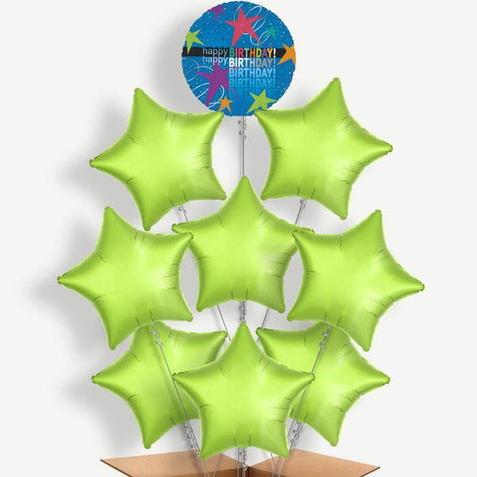 Happy Birthday Star Balloon Bundle Inflated with Helium | Party Save Smile