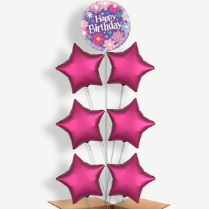 Flowers Happy Birthday 7 Helium Balloon Arrangement