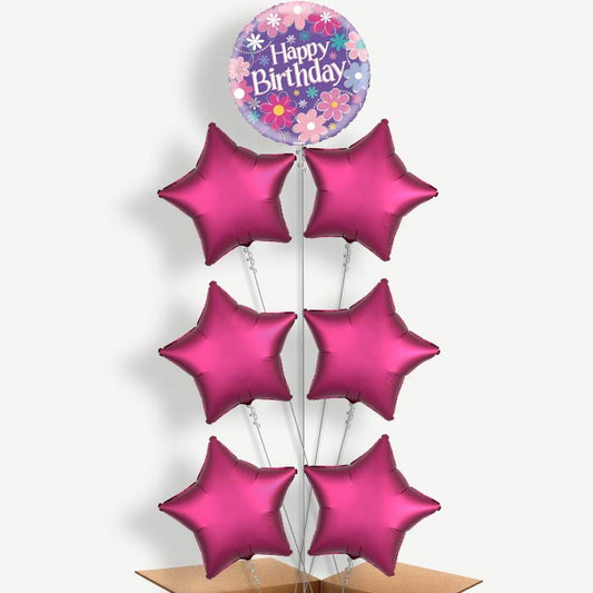 Flowers Happy Birthday Helium Balloon Arrangement | Party Save Smile