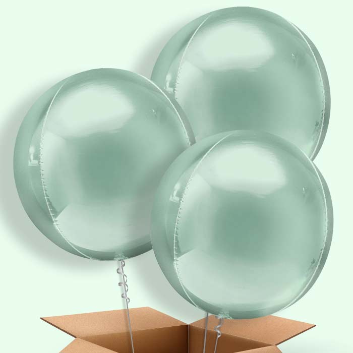 Trio of Mint Green Orbz Helium Balloons - Trio of Balloons | Party Save Smile