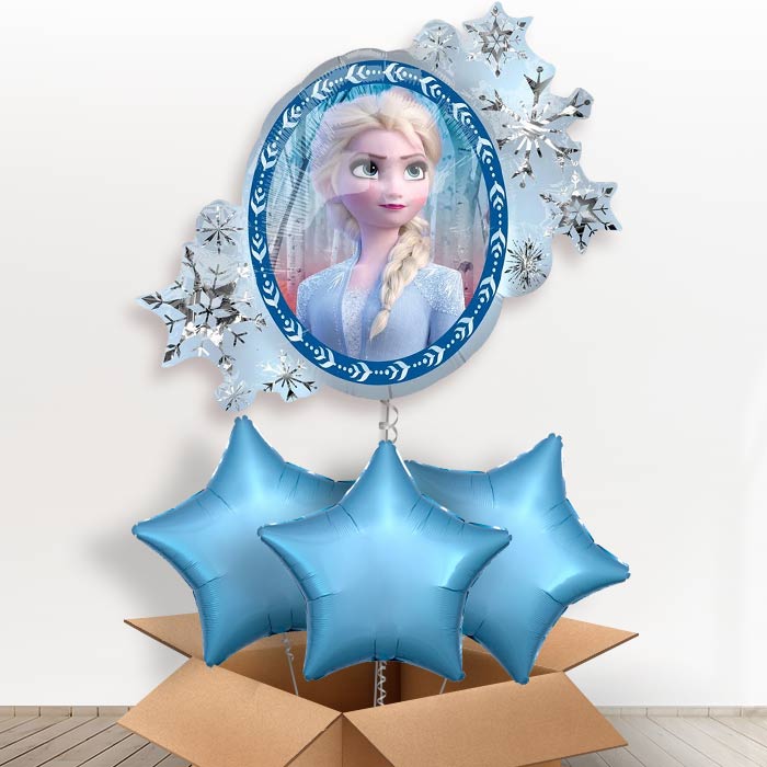 Giant Frozen 2 Helium Balloons in a Box Gift - With 3 Plain Balloons | Party Save Smile
