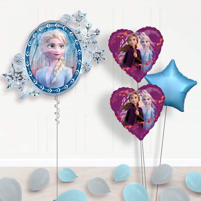 Disney Frozen Balloon Bouquet in a Box-Giant Balloon + 2 Themed Balloons + 1 Plain Balloon + Mini Balloons 