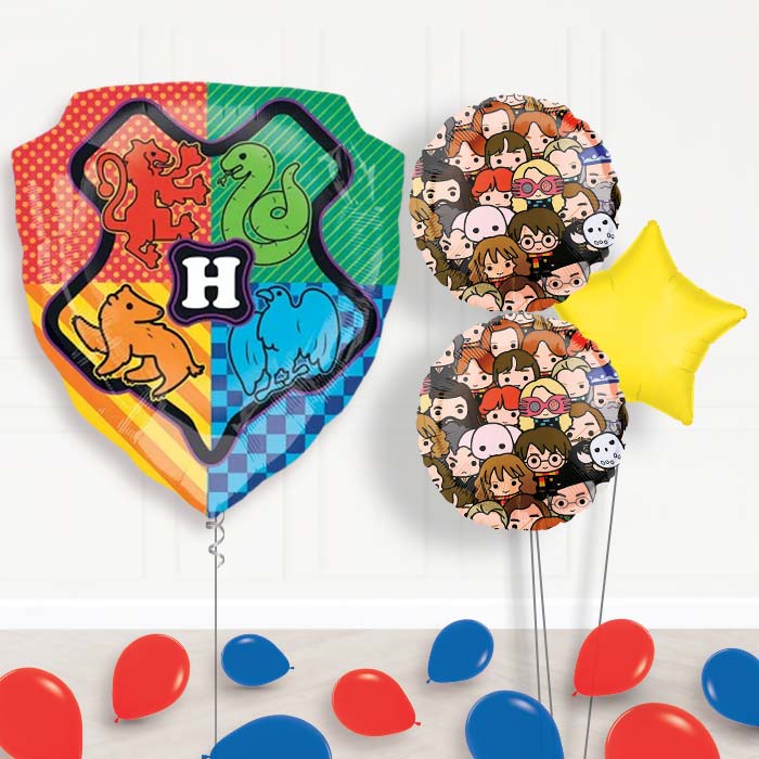 Harry Potter Balloon Bouquet Delivered-Giant Balloon + 2 Themed Balloons + 1 Plain Balloon + Mini Balloons 
