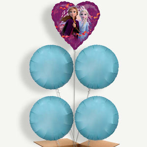 Heart Frozen 2 5 Balloon Cluster Inflated with Helium