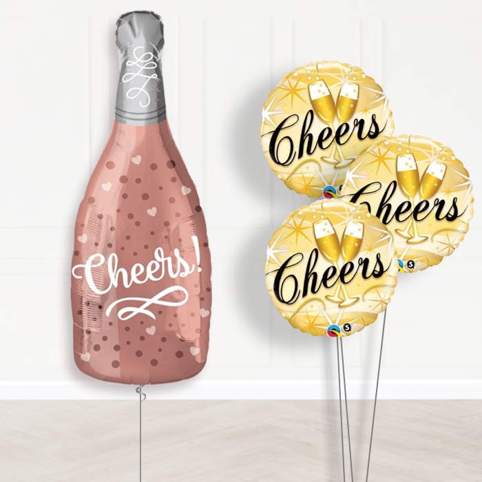 Rose Gold Champagne Bottle Balloon Display - Themed Bouquet | Party Save Smile