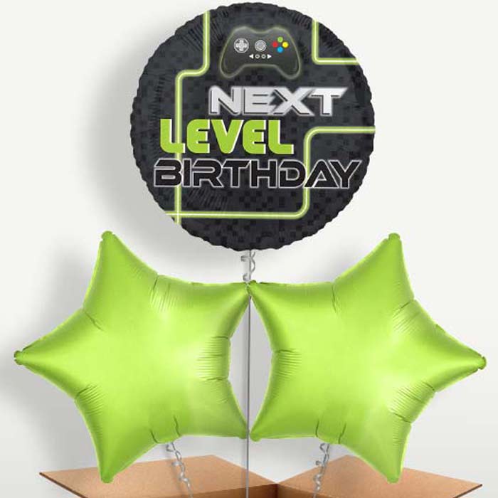 Level Up Gaming Balloon Bunches inflated with Helium | Party Save Smile