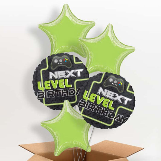 Level Up Gaming Helium Balloons Delivered in a Box - 5 Balloon | Party Save Smile