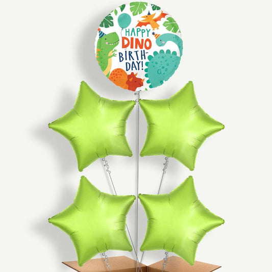 Happy Birthday Dino Balloon Cluster Inflated with Helium | Party Save Smile