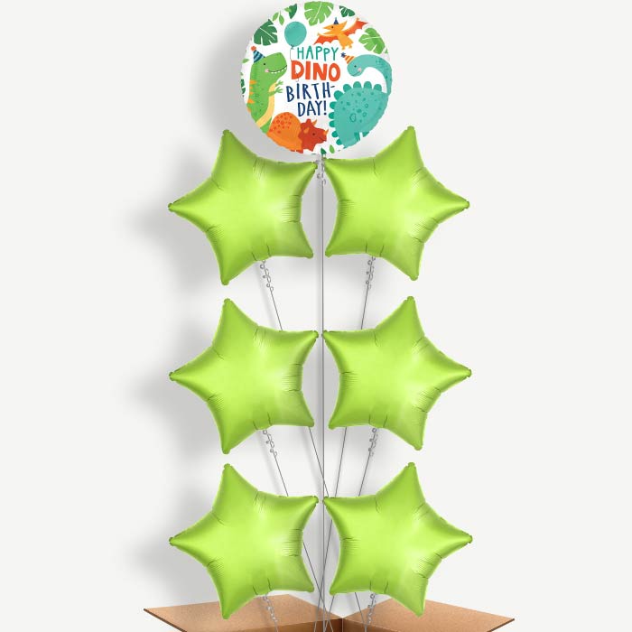 Happy Birthday Dino Balloon Arrangement Inflated with Helium | Party Save Smile