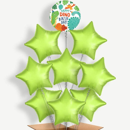 Happy Birthday Dino Balloon Bundle Inflated with Helium | Party Save Smile