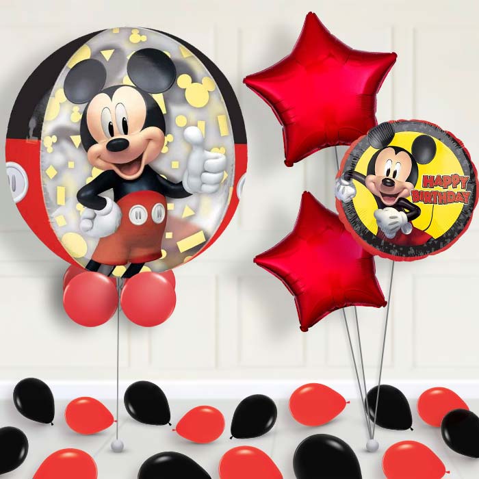 Mickey Mouse Forever Orbz Balloon with Balloon Bouquet - 1 x Orbz Balloon with 3 Bouquet (mixed) | Party Save Smile