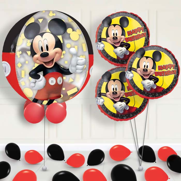 Mickey Mouse Forever Orbz Balloon with Balloon Bouquet - 1 x Orbz Balloon with 3 Bouquet (themed) | Party Save Smile