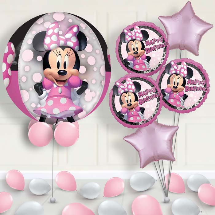 Minnie Mouse Forever Orbz Balloon with Balloon Bouquet - 1 x Orbz Balloon with 5 Bouquet (mixed) | Party Save Smile