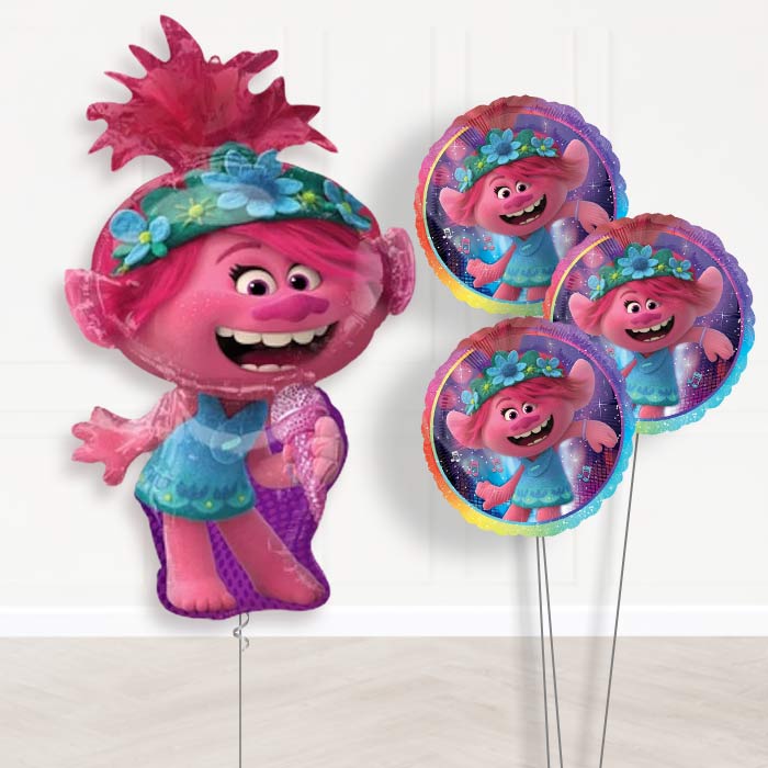 Trolls World Tour Poppy Balloon Bouquet Delivery - 1 x Giant Balloon with Themed Bouquet | Party Save Smile