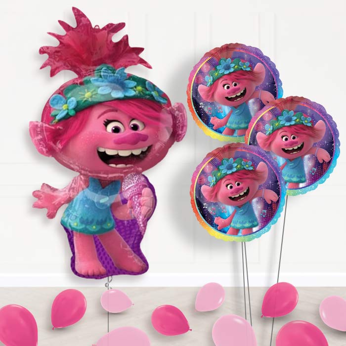 Trolls World Tour Poppy Balloon Bouquet Delivery - 1 x Giant Balloon with Themed Bouquet and Latex | Party Save Smile