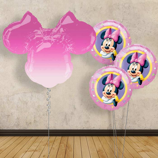 Ombre Minnie Mouse Head Balloon Bouquet Delivered - Themed Bouquet | Party Save Smile