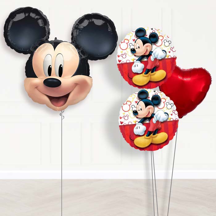 Mickey Mouse Balloon Display Bouquet in a Box-Giant Balloon + 2 Themed Balloons + 1 Plain Balloon 