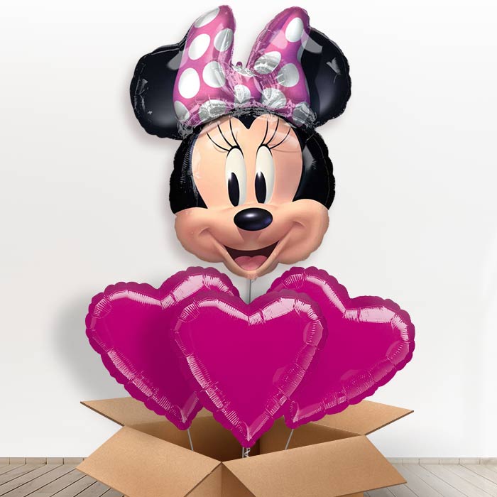 Minnie Mouse Head Helium Balloon in a Box - With 3 Plain Balloons | Party Save Smile